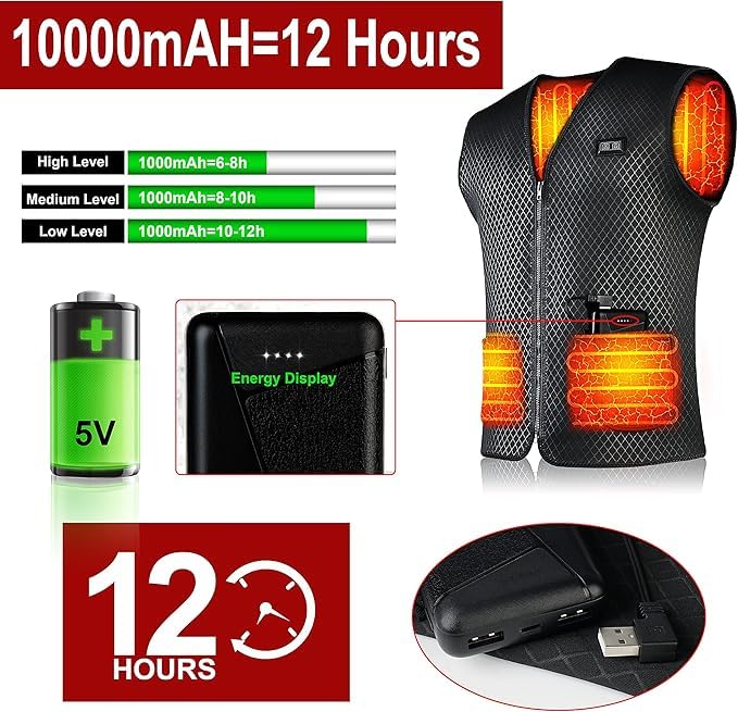 TZLLMFU Heated Vest for Men Women - Heating Vest with Battery, Dual-Control Heated Clothing for Cycling Hunting Hiking