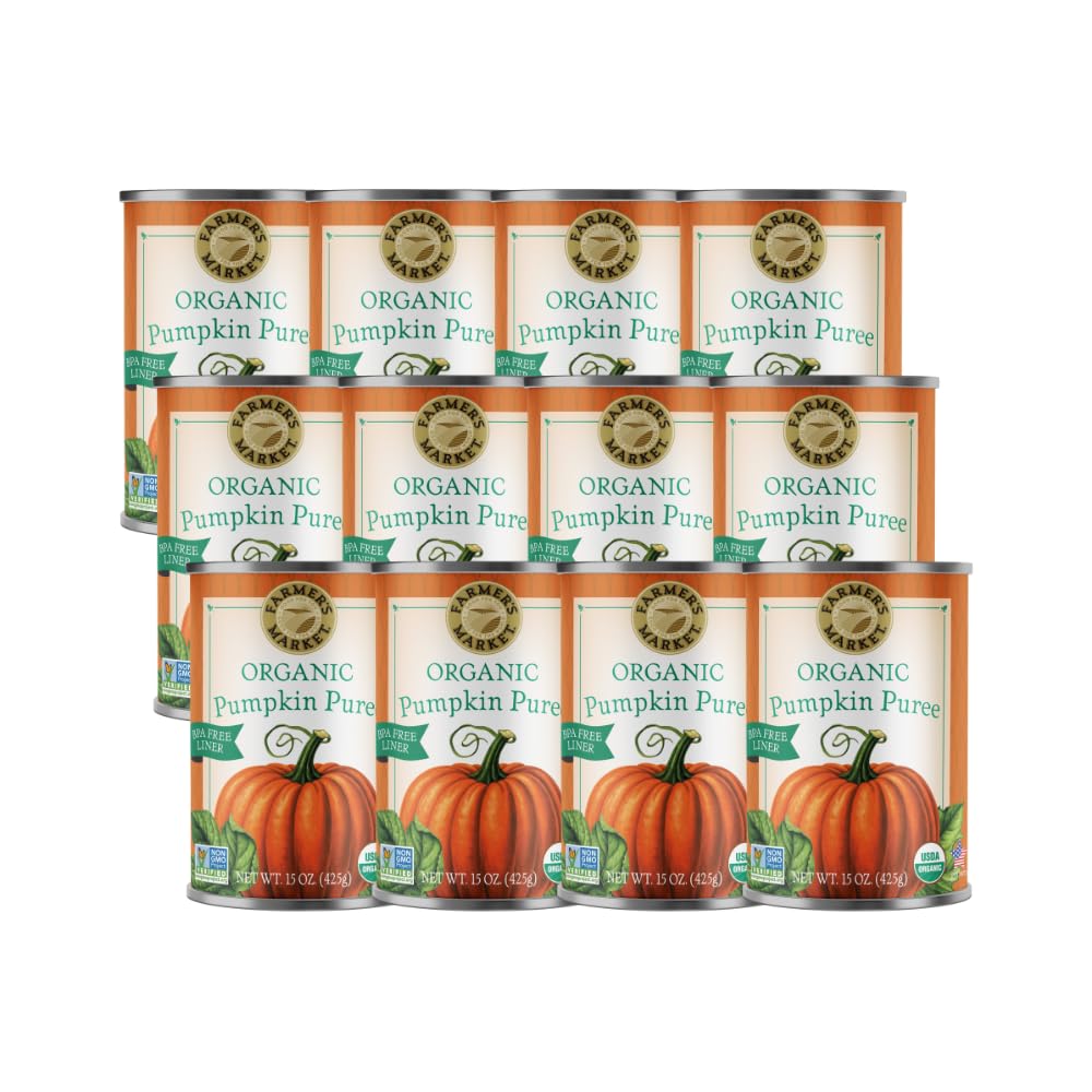 Farmers Market Foods Canned Organic Pumpkin Puree, 15 Ounce (Pack of 12)
