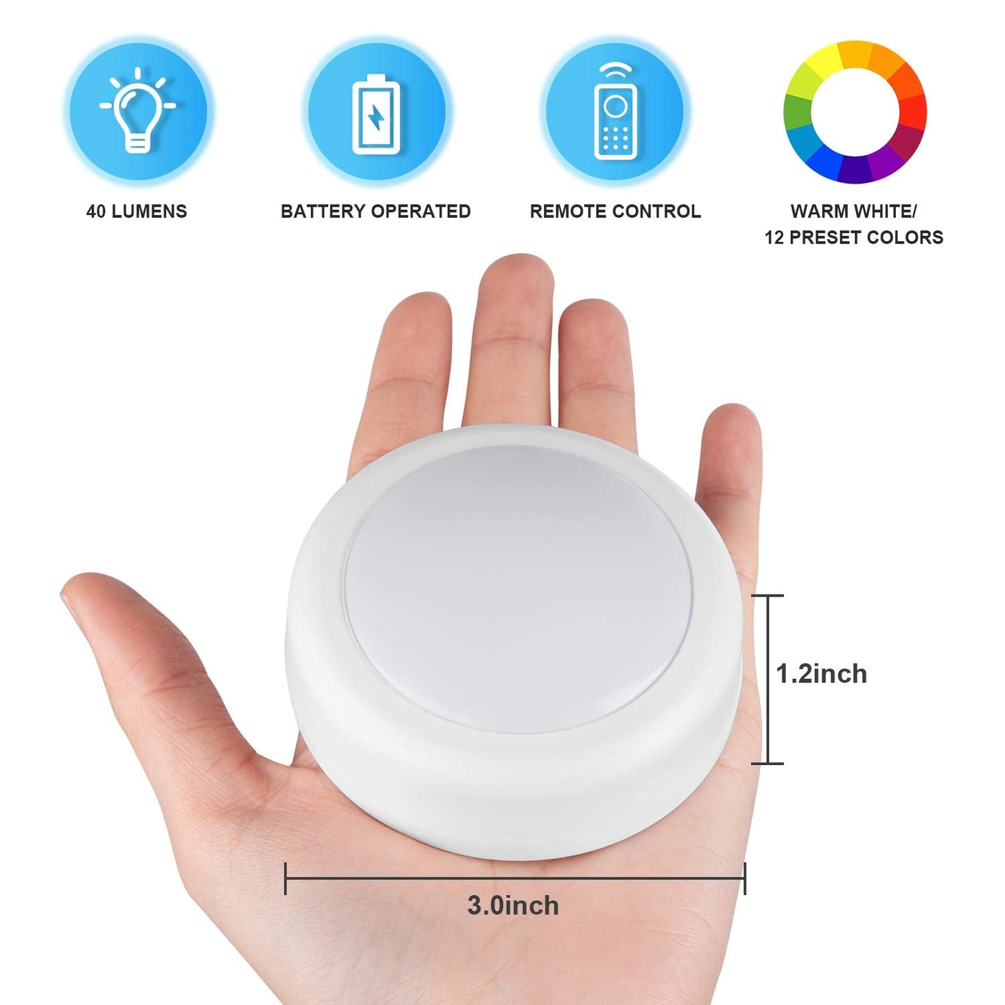 Bls Led Puck Lights With Remote Control  Rgb 13 Color Changing Under Cabinet Lighting Wireless  Aa Battery Operated Night Light  Push Stick On Lights For Closet  Kitchen  Wall  Dimmer & Timer  2 Pack