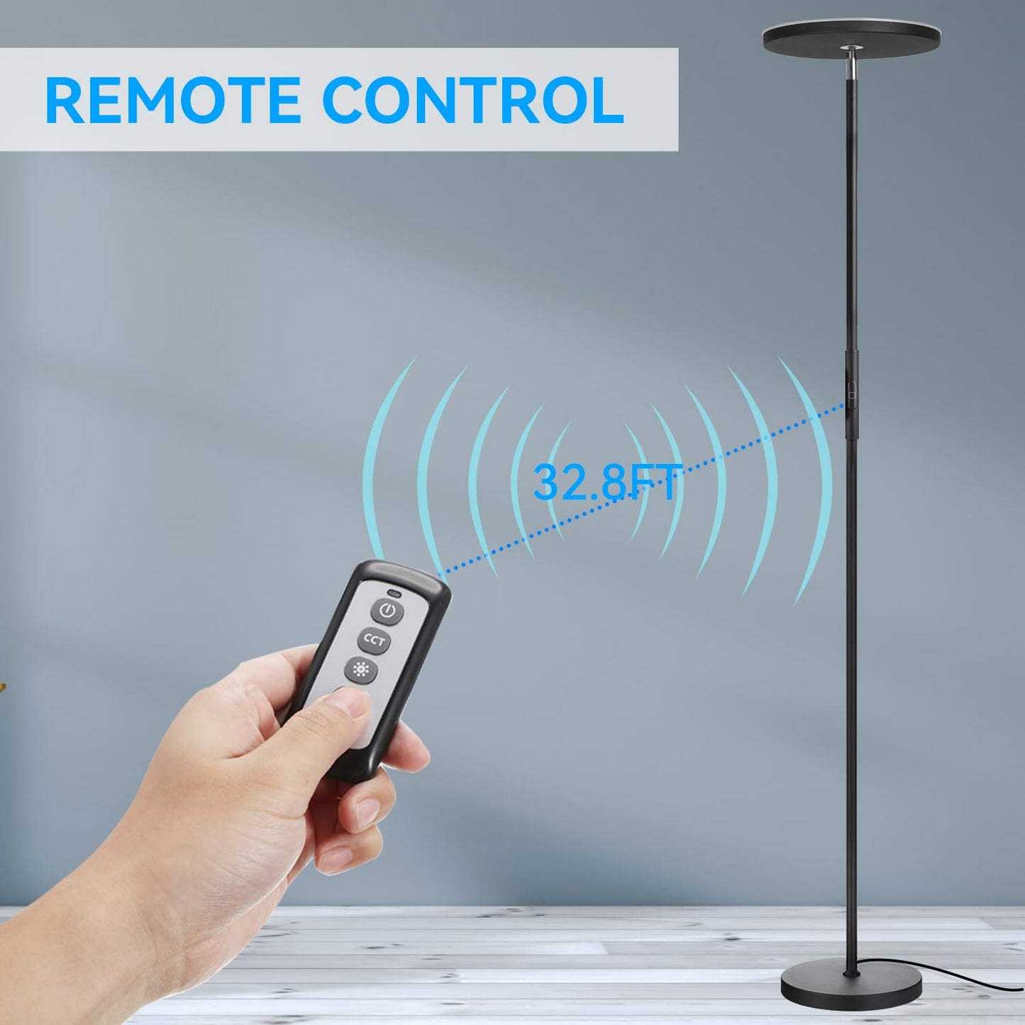 JOOFO Universal Remote Control for 30W Floor Lamp - Compatible with 3 Color Temperatures, Black