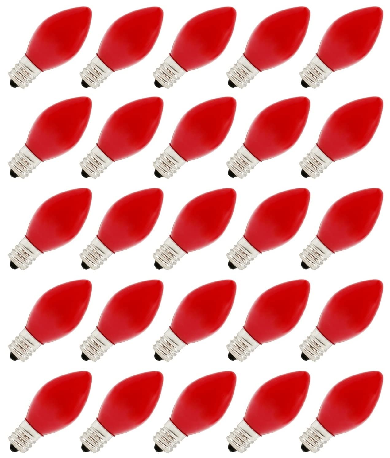 Creative Hobbies® C7 Light Bulbs, 7W Incandescent, Ceramic Opaque Red, 25 Count, Model 3228A