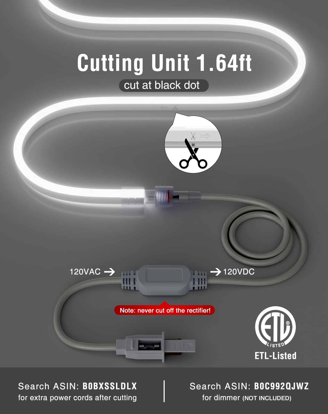 Shine Decor LED Neon Rope Lights, 98.4FT Cool White, Waterproof SMD2835, Cuttable, Indoor/Outdoor Ambiance Lighting
