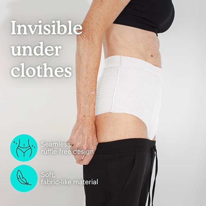 Because Adult Incontinence Underwear for Sensitive Skin - Women - Premium Overnight Disposable Briefs, Anti Odor - White, X-Large - Absorbs 6 Cups - 12 Count (Pack of 1)
