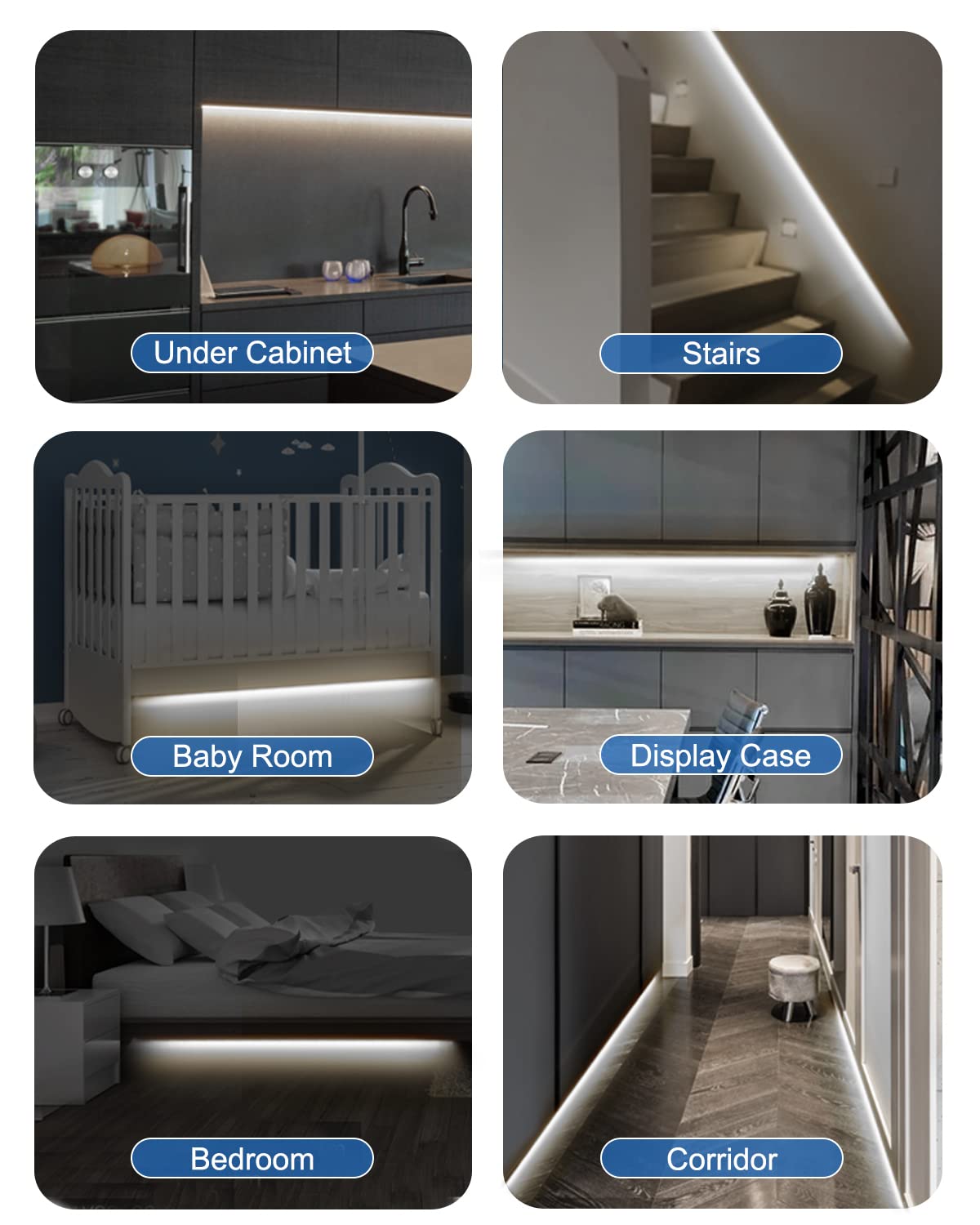 Feuymoent Motion Sensor Led Strip Light - 24W, 9.84Ft Cold White Indoor Lighting For Cabinets, Stairs, Under Bed, Showcase