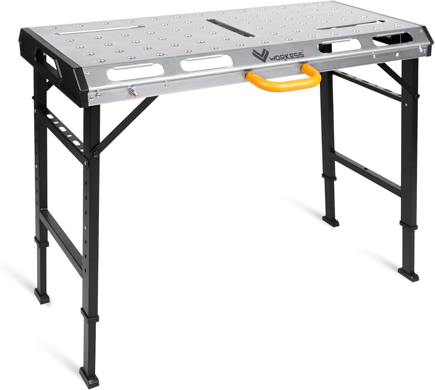 Metal Welding Table Folding 1000 lbs Load Capacity Heavy Duty Steel Construction Workbench for Welding Adjustable 7 Level Height