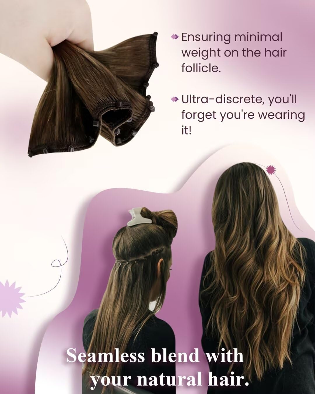 LaaVoo Hair Beaded Weft Hair Extensions Real Human Hair Beaded Weft Hair Extensions Human Hair Blonde Highlighted 20inch 50g
