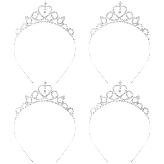 Tihebax 4Pcs Tiaras Crowns Headbands for Women Girls Silver Princess Tiaras Bulk Rapunzel Crowns for Wedding Birthday Crys...