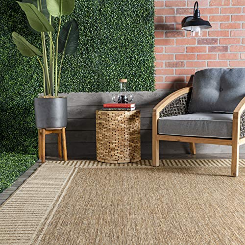 Nuloom Asha Light Brown/Ivory, 5' x 8', Casual, Striped Border, Soft and Cozy, High Traffic, Stain Resistant, Easy Clean, ...