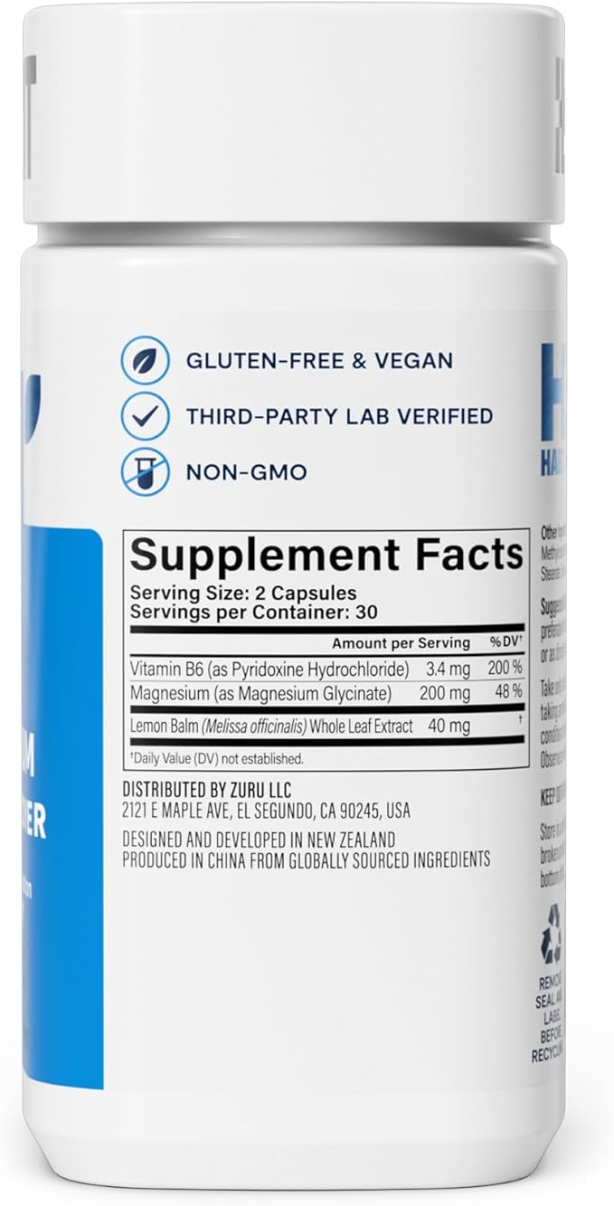 Habit Magnesium Sleep & Recover Supplement Dual Pack, Magnesium Glycinate, Vitamin B6, Lemon Balm, (120 Capsules, 1 Pack x 60 Capsules)