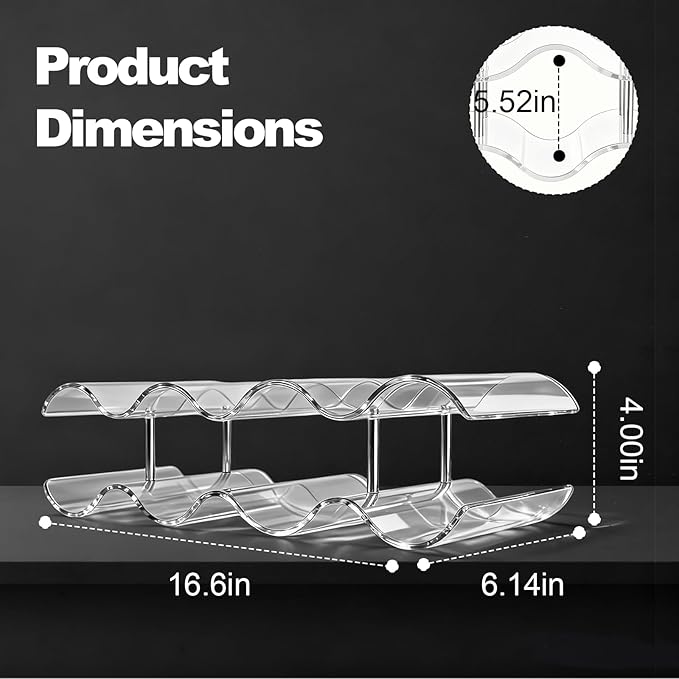 Wine Rack Countertop, Wine Rack for Inside Cabinet, Acrylic Wine Holder, Wavy Wine Bottle Holder for Cabinet Pantry Home Kitchen (2 Tiers - 7 Bottles)
