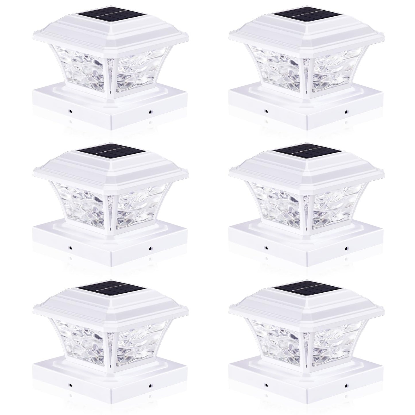 AEFRELEOHT Solar Post Cap Lights, Warm White/RGB, 20 Lumens, 6 Pack, for 3.6x3.6 to 5x5 Posts,