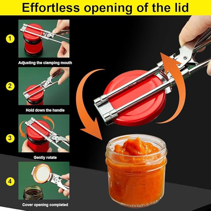 Jar Opener for Weak Hands, 2026 New Adjustable Stainless Steel Jar Opener, Upgrade Multifunctional Stainless Steel Can Opener, Jar Lid Gripper Bottle Opener Kitchen Accessories (2)