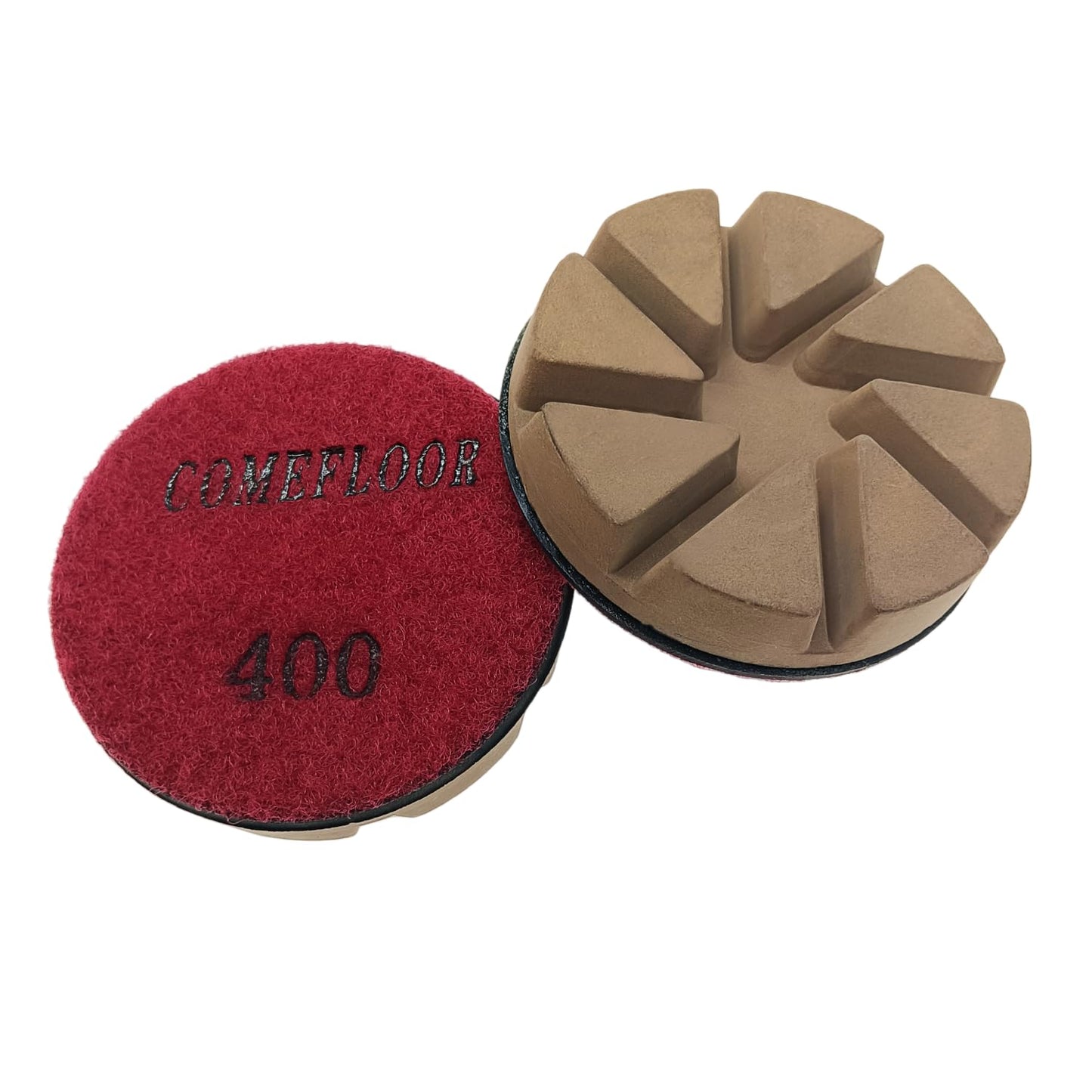 Hybrid Diamond Ceramic Polishing Pucks, Aggressive Concrete Terrazzo Floor Hook n Loop Grinding Pads, 3 Inch Long Using Life Transitional Discs,400# 9PCS