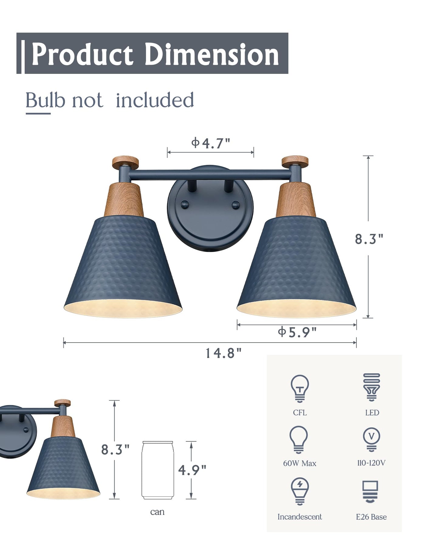 Femila 2 Light Bathroom Vanity Light  15  Modern Bathroom Lighting Fixtures Over Mirror  With Woodgrain Finsih  4Fg59B-2W Blue-Nw
