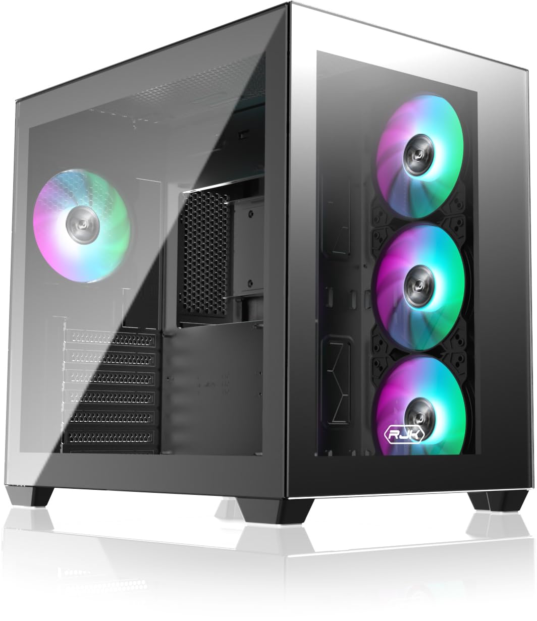 Raijintek Paean C7 Black Tg4, Atx Pc Case, Dual Chamber Design, Tempered Glass Side Panel, Front I/O Usb Type-C Port, Magnetic D