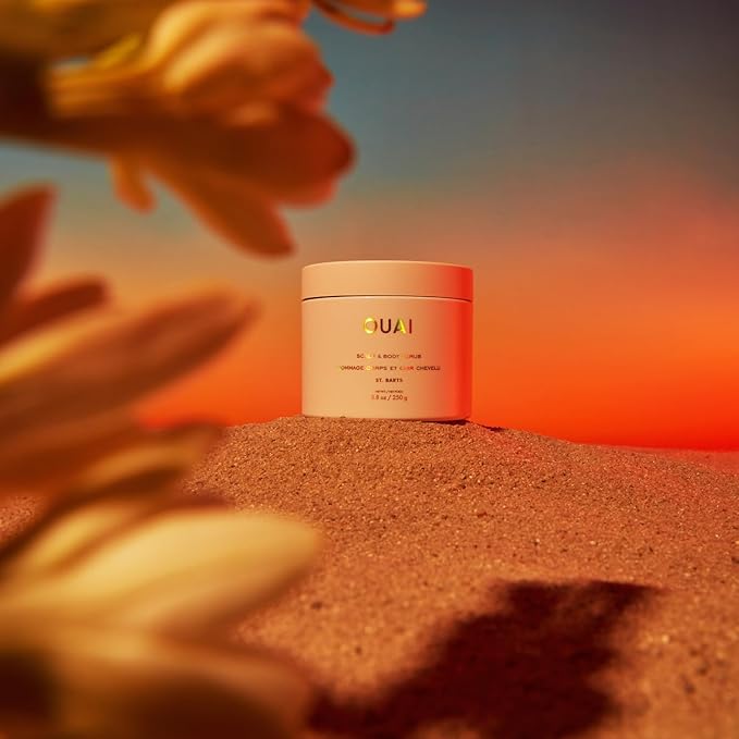 OUAI Scalp & Body Scrub, St. Barts - Exfoliating Body Scrub with Sugar & Coconut Oil Blend for Smooth, Moisturized Skin - Gentle Scalp Scrub for Removing Product Build Up (8.8 Oz)