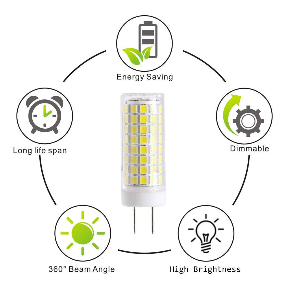 Syxkj G8 Led Bulb 7W Ac120V 750Lm Bi-Pin Base 2 Pack White 6000K Ceramic