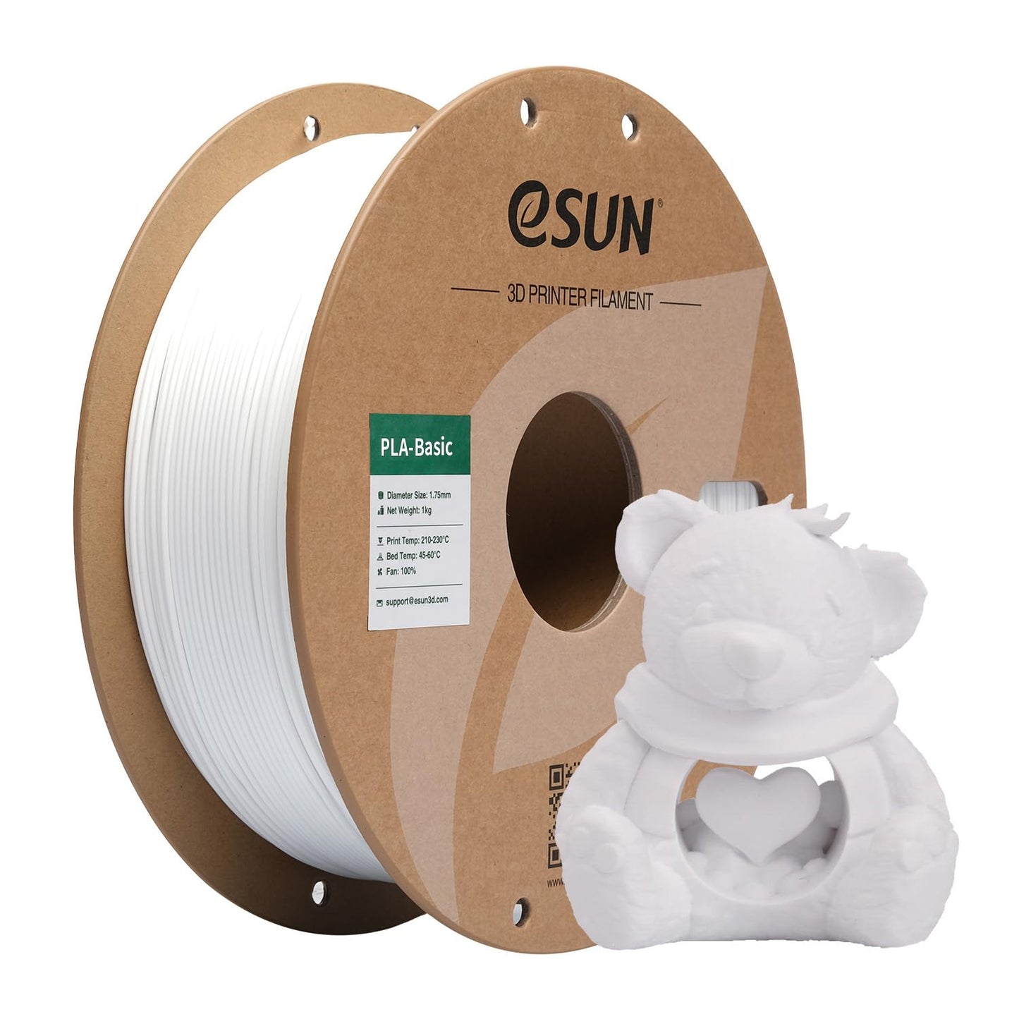 eSUN PLA Basic Filament 1.75mm, 1KG Spool (2.2 LBS) High Speed Printing 3D Printer PLA Filament,Designed for Fast Printing, Whit