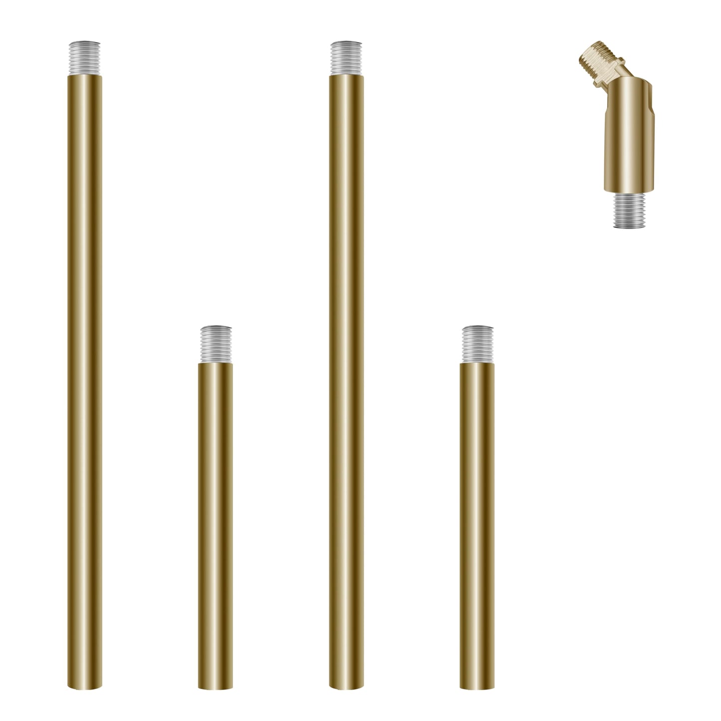 M10 Threaded Extension Poles Lighting Fixture Downrods Stems & 180 Degrees Sloped Ceiling Adapter Kits For Pendant Light  Island Lighting  Chandeliers (Brass)