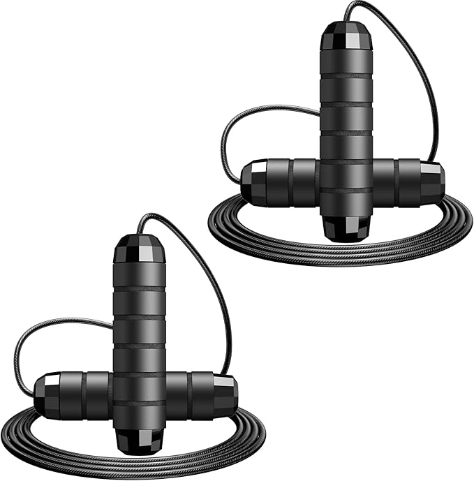 Jump Rope,Tangle-Free Rapid Speed Jump Rope with Ball Bearings for Men,Women and Kids,Adjustable Steel Skipping Rope with ...
