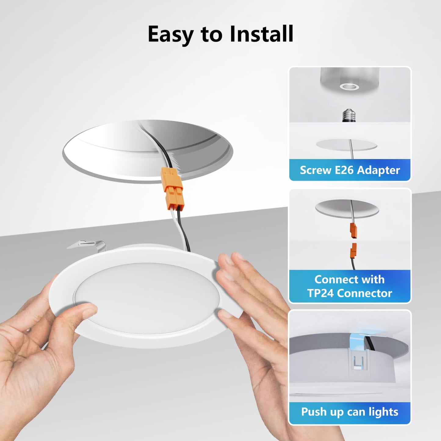 Lvwit Led Recessed Light 4Inch  Can Lighting With White Cover  Color Selectable Dimmable Downlight With E26 Conversion Kit  12 Pack