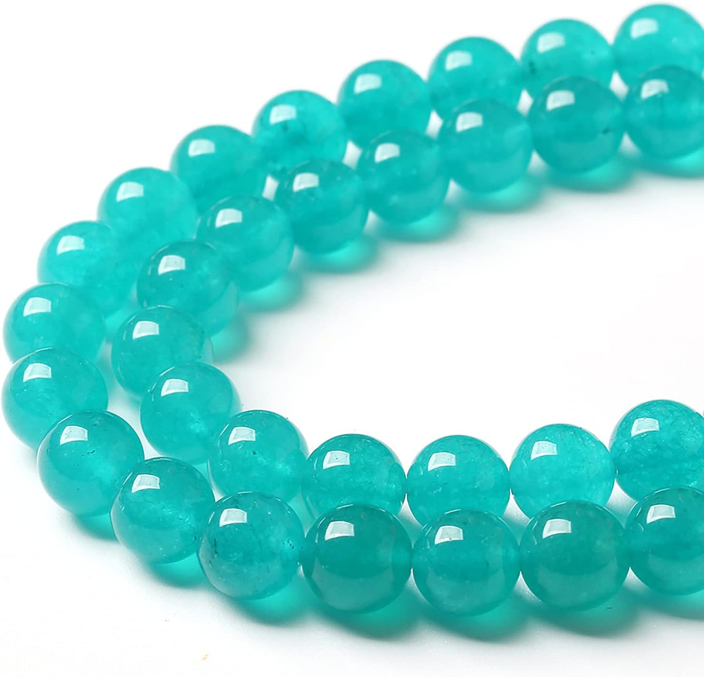 180PCS 4mm Natural Stone Beads Blue Amazonite Jade Stone Round Loose Beads for Jewelry Making DIY Bracelet Necklace 32" 2 Strands