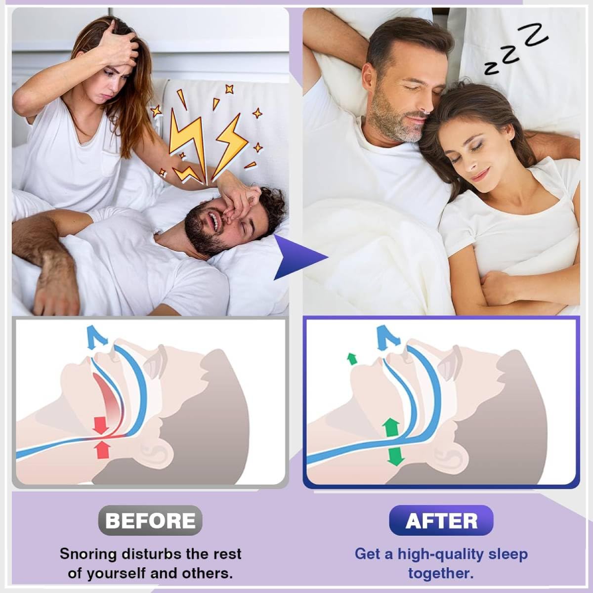 UGOOOSI 8 Pack Anti Snoring Devices, Silicone Magnetic Comfortable Snore Stopper, Snoring Solution for Men and Women, Individually Packaged, Reusable