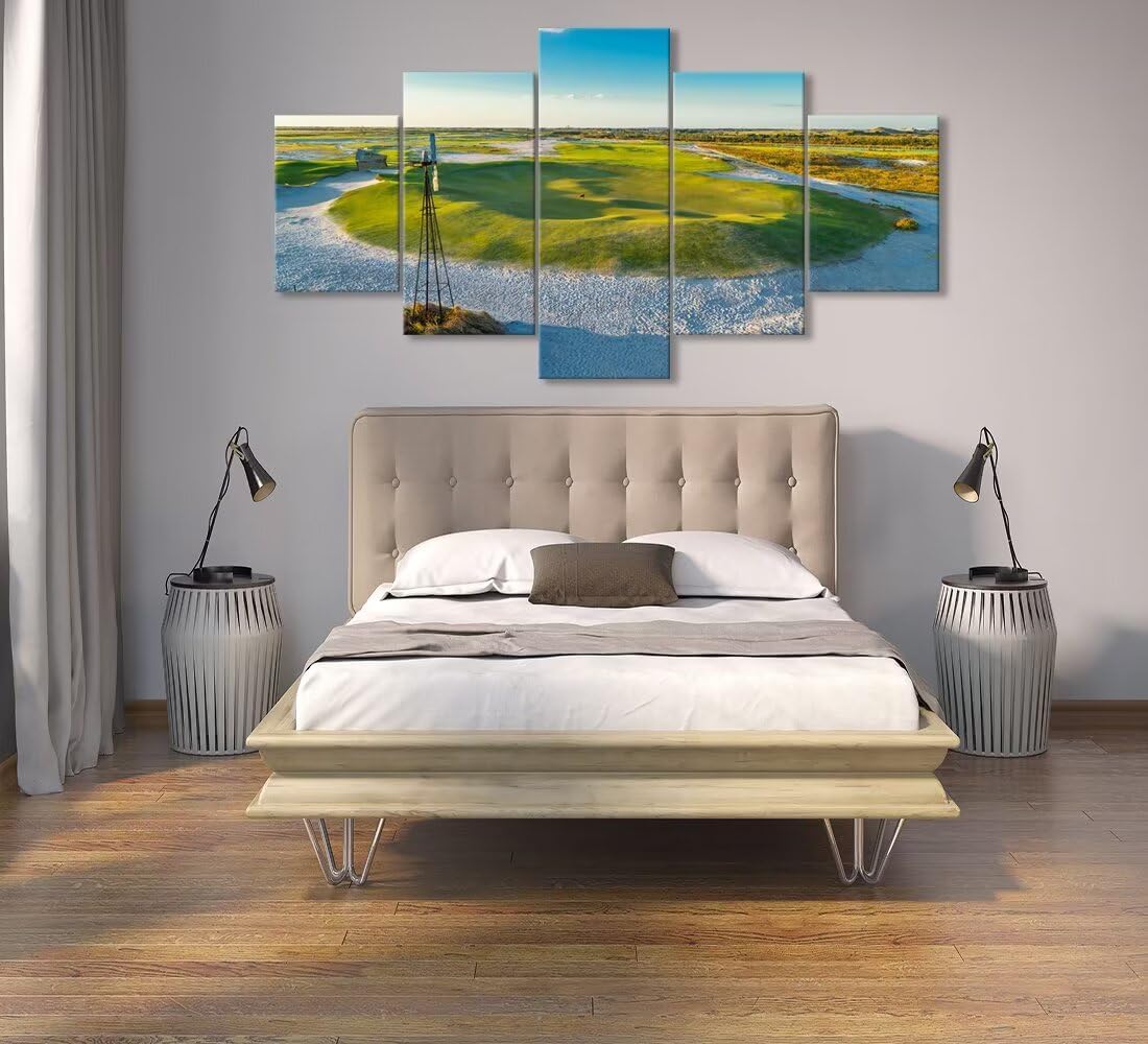 Streamsong Black Course 9th Hole Wall Art for Living Room Bedroom Bathroom Home Decorations Golf Course Pictures Posters Framed Artwork Canvas Prints Ready to Hang(50''W x 24''H)