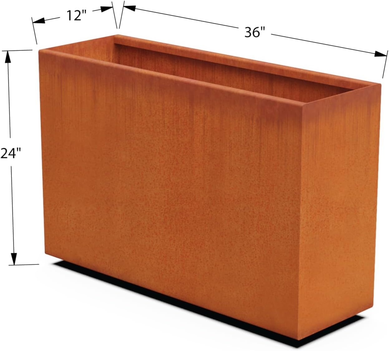 Large Rectangular Planters for Outdoor Plants – 36x12x24 Corten Steel Planter Box | Extra Large Outdoor Planters for Patio Privacy & Deck Decor | Heavy Duty Metal Planter Rectangle