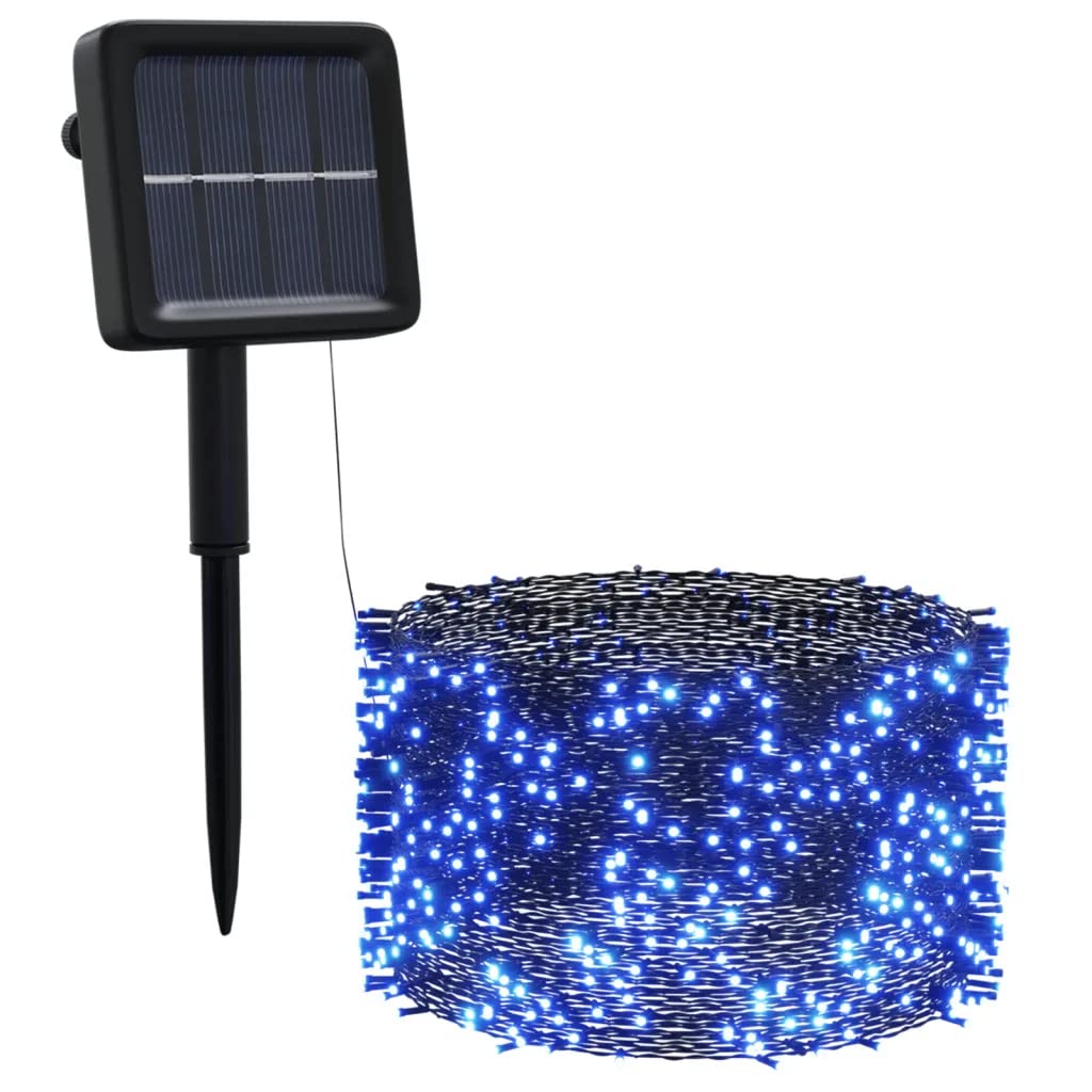 vidaXL Solar-Powered Fairy String Lights, 200 LEDs, Blue Light, 8 Lighting Modes, Indoor/Outdoor Use, Model 328953