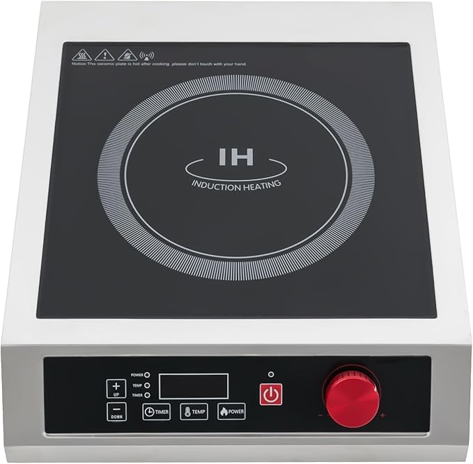 3500W Commercial Induction Cooktop, Professional Portable Induction Cooktop with LED Digital Display, Portable Countertop Burner with 10-Speed Temperature/Power Adjustable