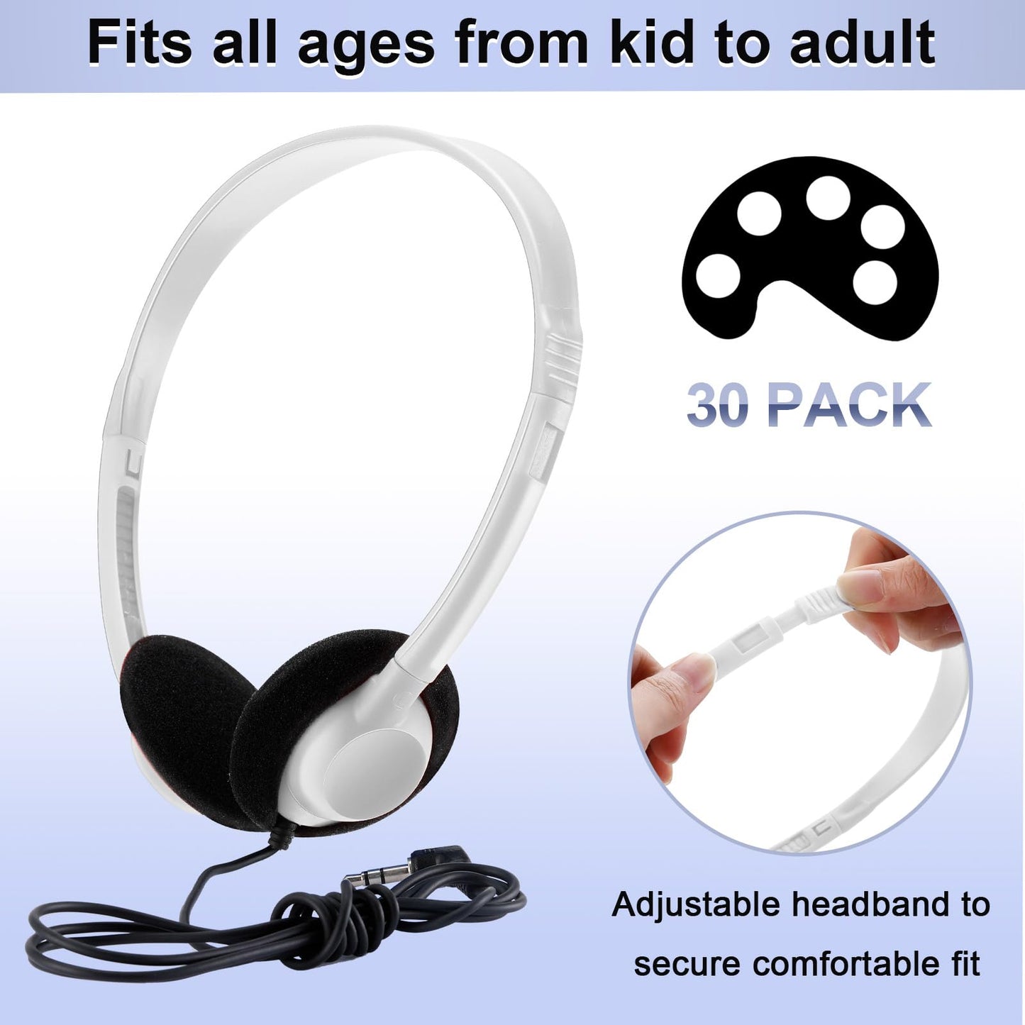 Yunsailing 30 Pack Class Set Headphones For Students Bulk School Headsets Earphones With 3.5Mm Jack Classroom Must Haves Teacher
