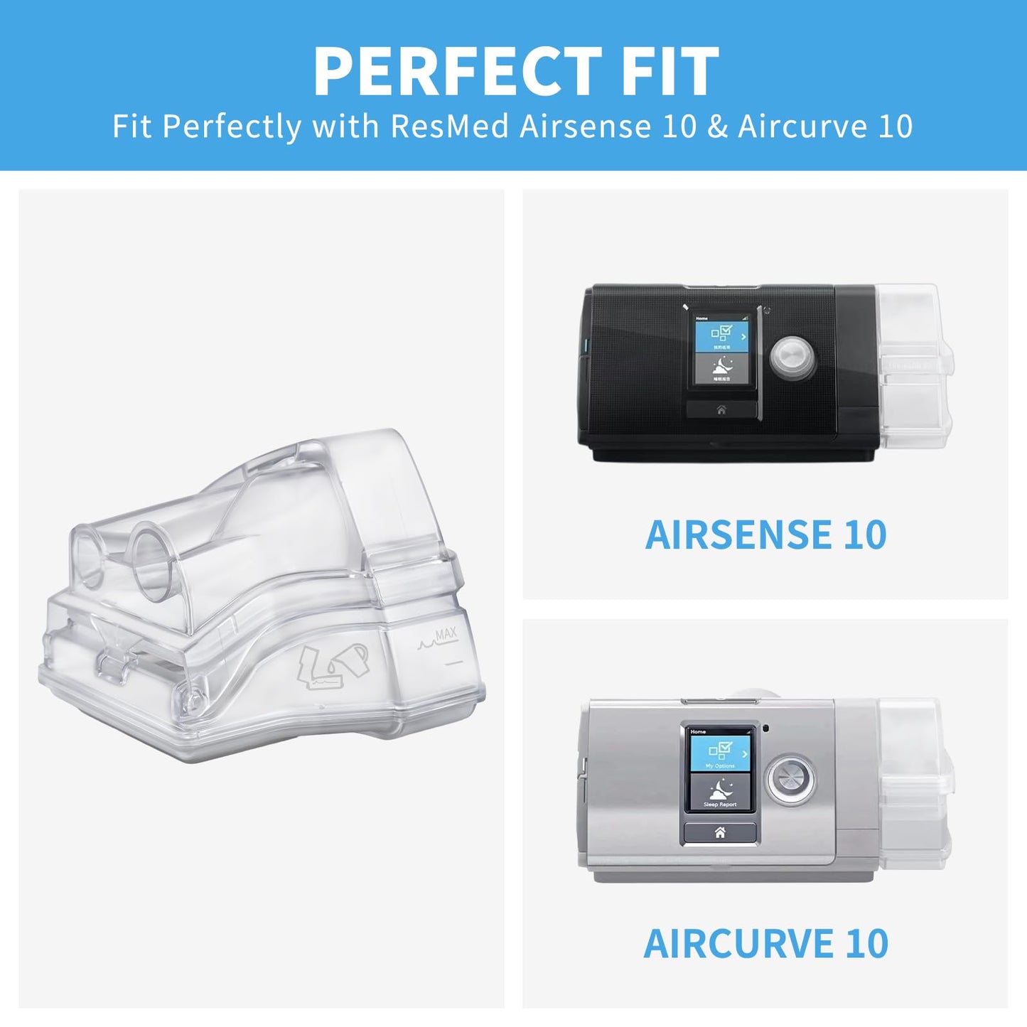 1 PC Replacement Water Chamber for AirSense 10 & AirCurve 10, Perfect Fit and Reliable Water Tank, with 10 Packs Filters Compatible with AirSense 10 & AirCurve 10 CPAP Machines