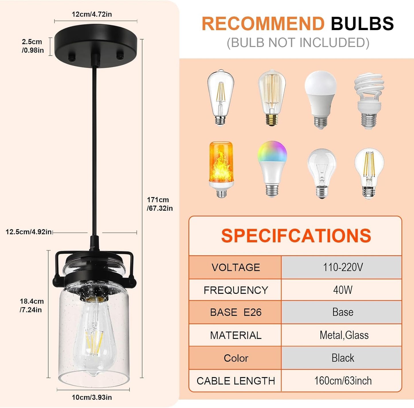 Industrial Pendant Lighting For Kithen Island  Black Pendant Light Fixture With Clear Glass Shade  Modern Mini Ceiling 3 Light Fixture Adjustable Kitchen Island Lighting(E26 Base)