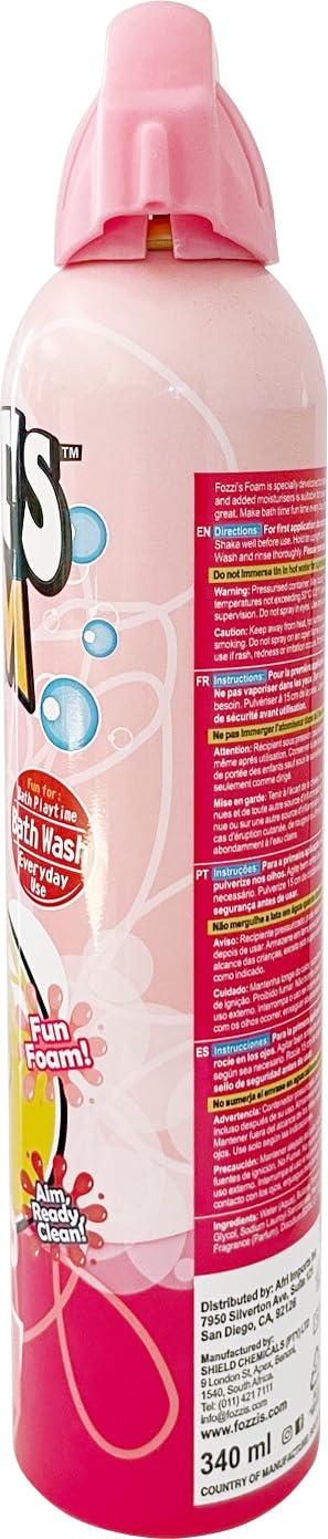 FOZZI'S Bath Soap Foam Aerosol for Kids Perfectly Pink,Good Clean Fun, (11.04 Fl Oz,Pack of 3)