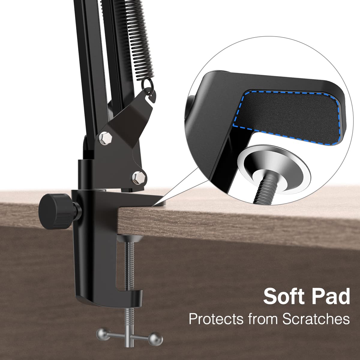 Microphone Arm Stand, Fifine Suspension Boom Scissor Mic Stand With Heavy Duty Clamp, 3/8 To 5/8 Adapter, For Voice-Over, Gaming