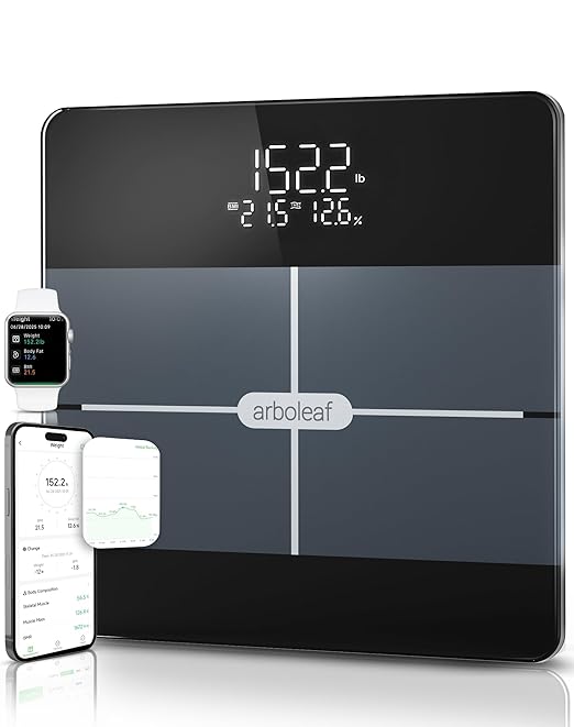 Arboleaf Smart Scale with BMI, Body Fat, Muscle Mass, Digital Bathroom Scale for Body Weight, 14 Body Composition Metrics,...