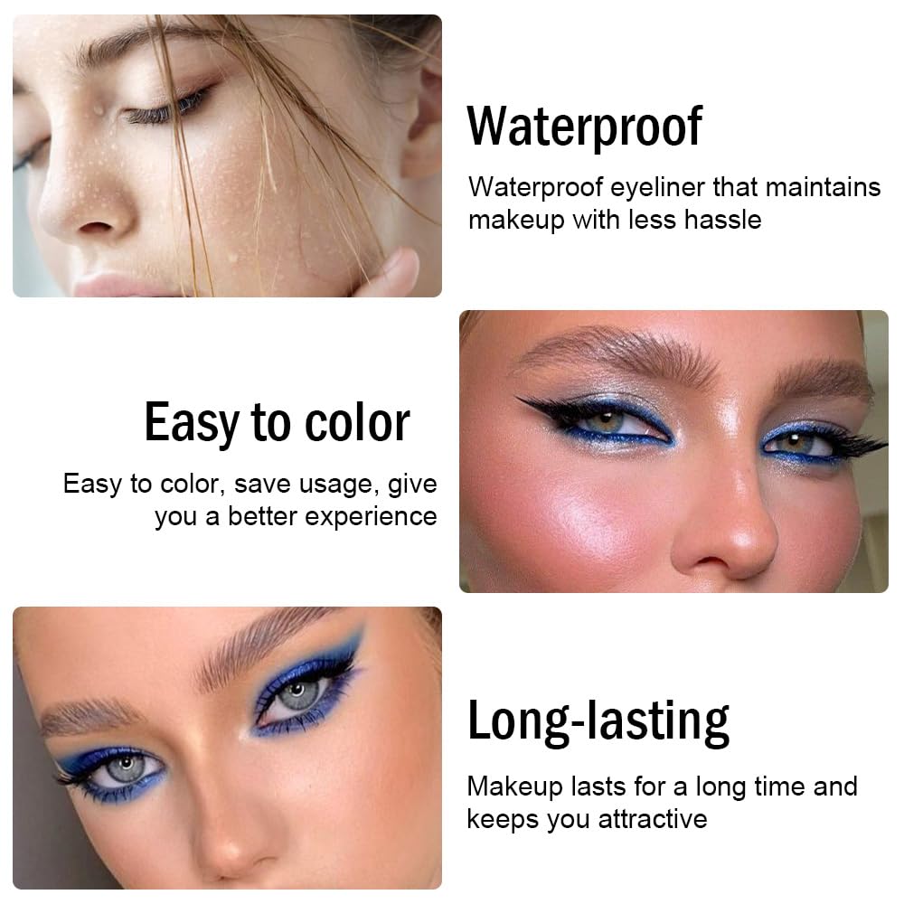 Kaely Gel Eyeliner Pencil for Women, Pearl Blue Eye Liner Waterproof Smudge Proof with Sharpener, Waterline Eye Makeup Liners, d