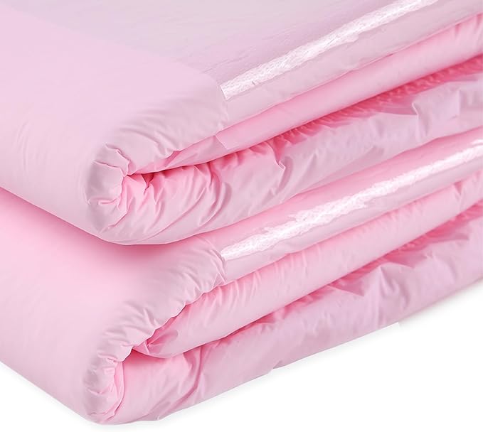 CutiePlusU Disposable Adult Diaper Heavy Absorption Dry Surface Adult Diapers All Night- Pink 10 Pieces (Medium 28"-38")