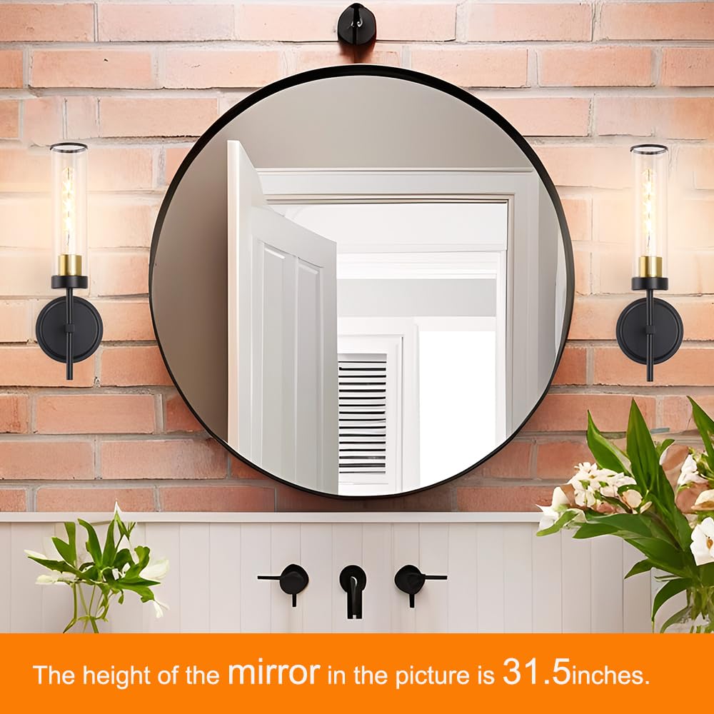 Wall Sconces Set Of Two  Black And Gold Bathroom Sconces Wall Lighting With Clear Glass  Modern Sconces Wall Decor Set Of 2  Farmhouse Wall Mount Lights For Mirror Bedroom Living Room Hallway Kitchen