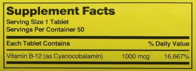 Nature's Blend Vitamin B12 Tablets, 1000 mcg, 50 Tabs