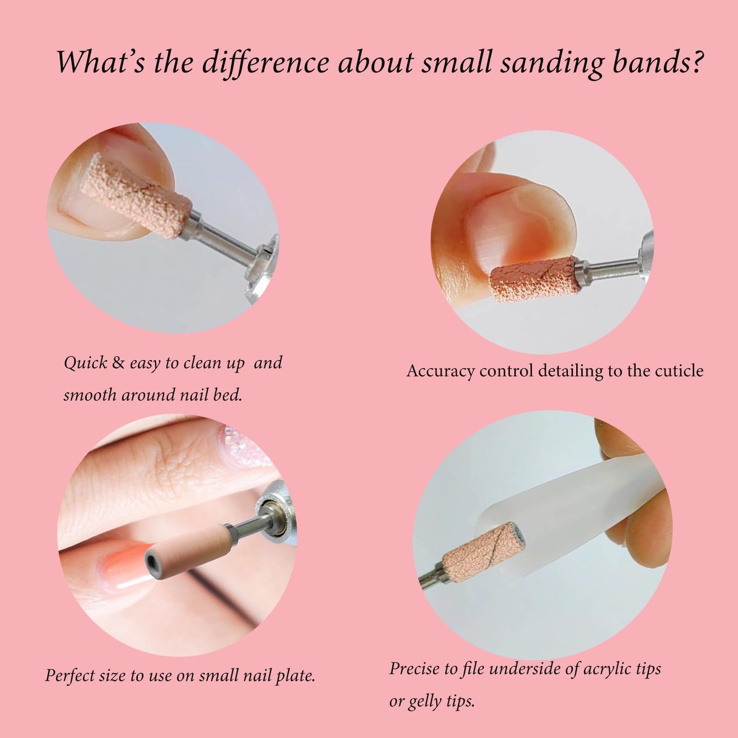 BITNBITH 100pcs Small Nail Sanding Bands for Nail Drill,3.1mm Mini Nail Sanding Mandrel Bits 120 Grit Medium Nail File Bits for