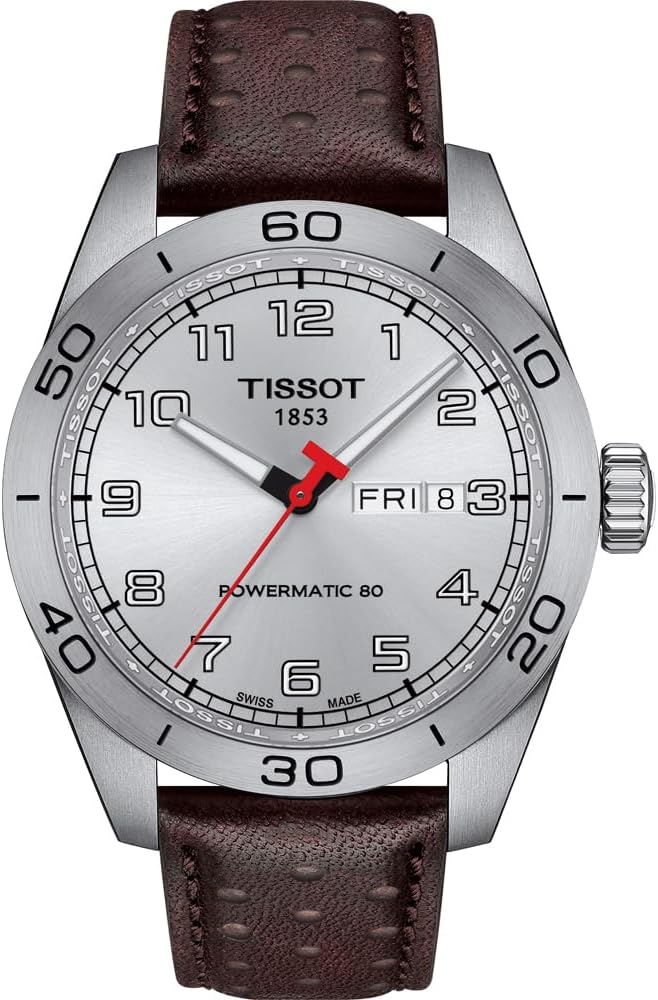 Tissot Mens Tissot PRS 516 Powermatic 80 316L Stainless Steel case Automatic Watch, Brown, Leather, 20 (T1314301603200)