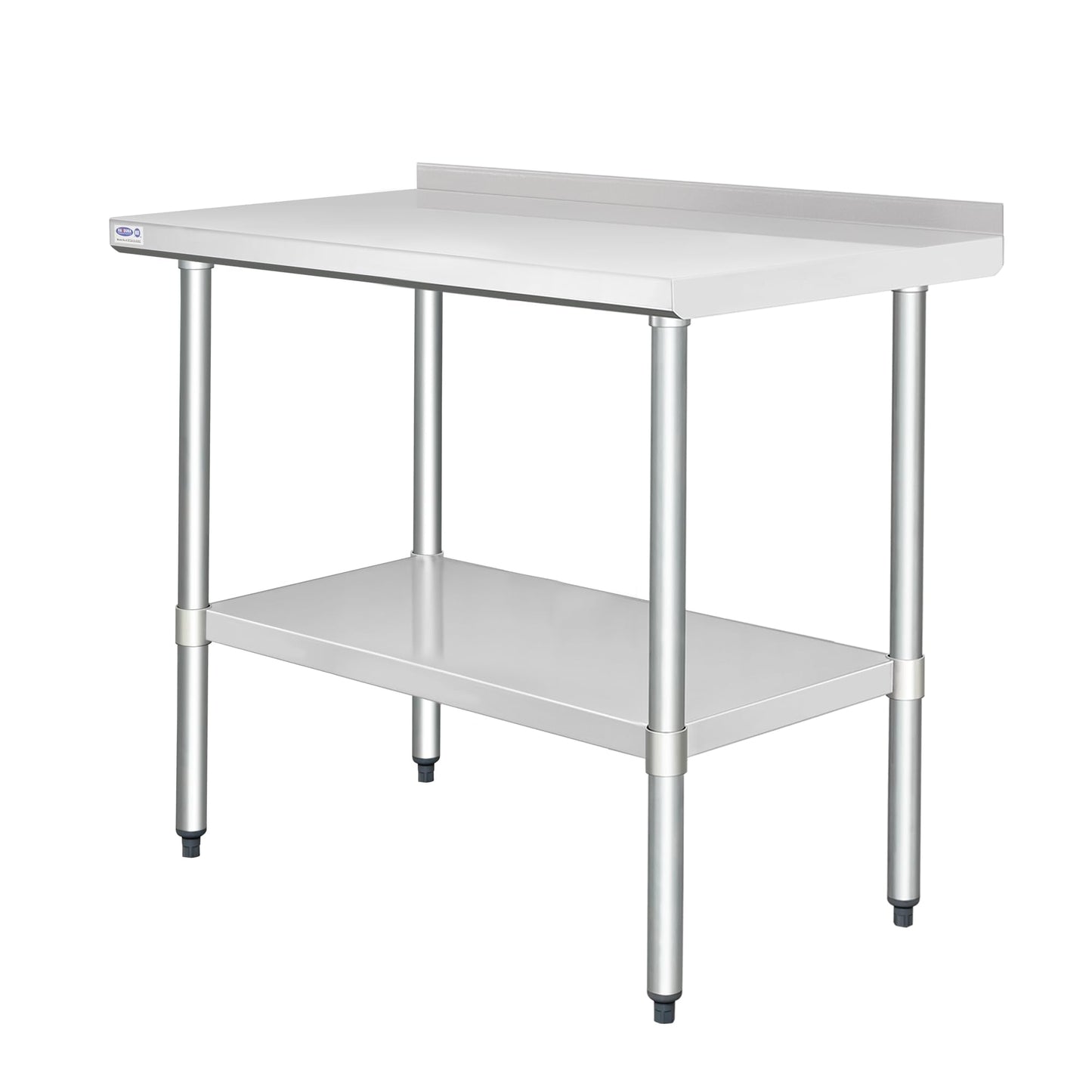 HARDURA Stainless Steel Table with Backsplash Metel Prep Table Commercial Kitchen Workbench 24x48 Inches NSF