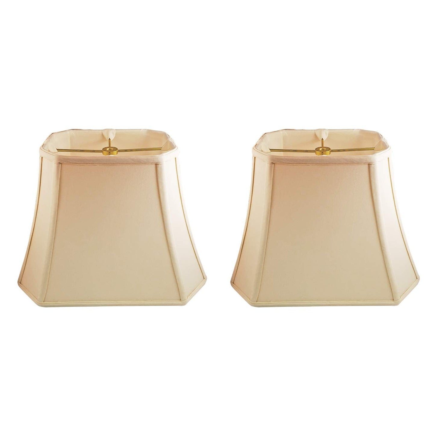 Royal Designs, Inc. Rectangle Lamp Shade, 10 x 18 x 13.25, Faux Silk, Eggshell, 2-Pack, Model BSO-710-18EG-2