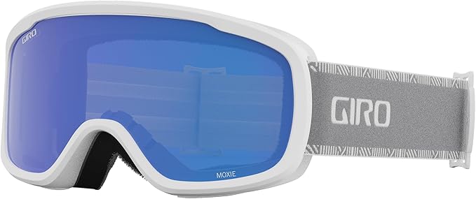 Giro Women's and Youth Moxie Ski and Snowboard Goggles - White/Grey Chute Strap with Grey Cobalt/Yellow Lenses