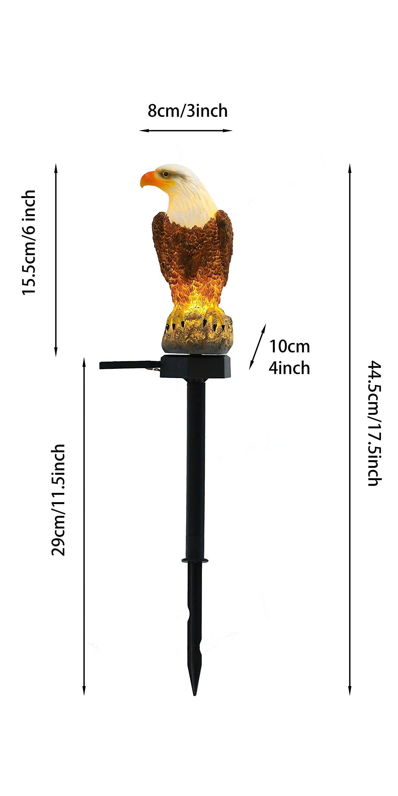 Chuangfeng Eagle Solar Stake Light - Decorative Metal Garden Figurine, 2-Pack, Eagle Design For Lawn, Patio, Yard Decor