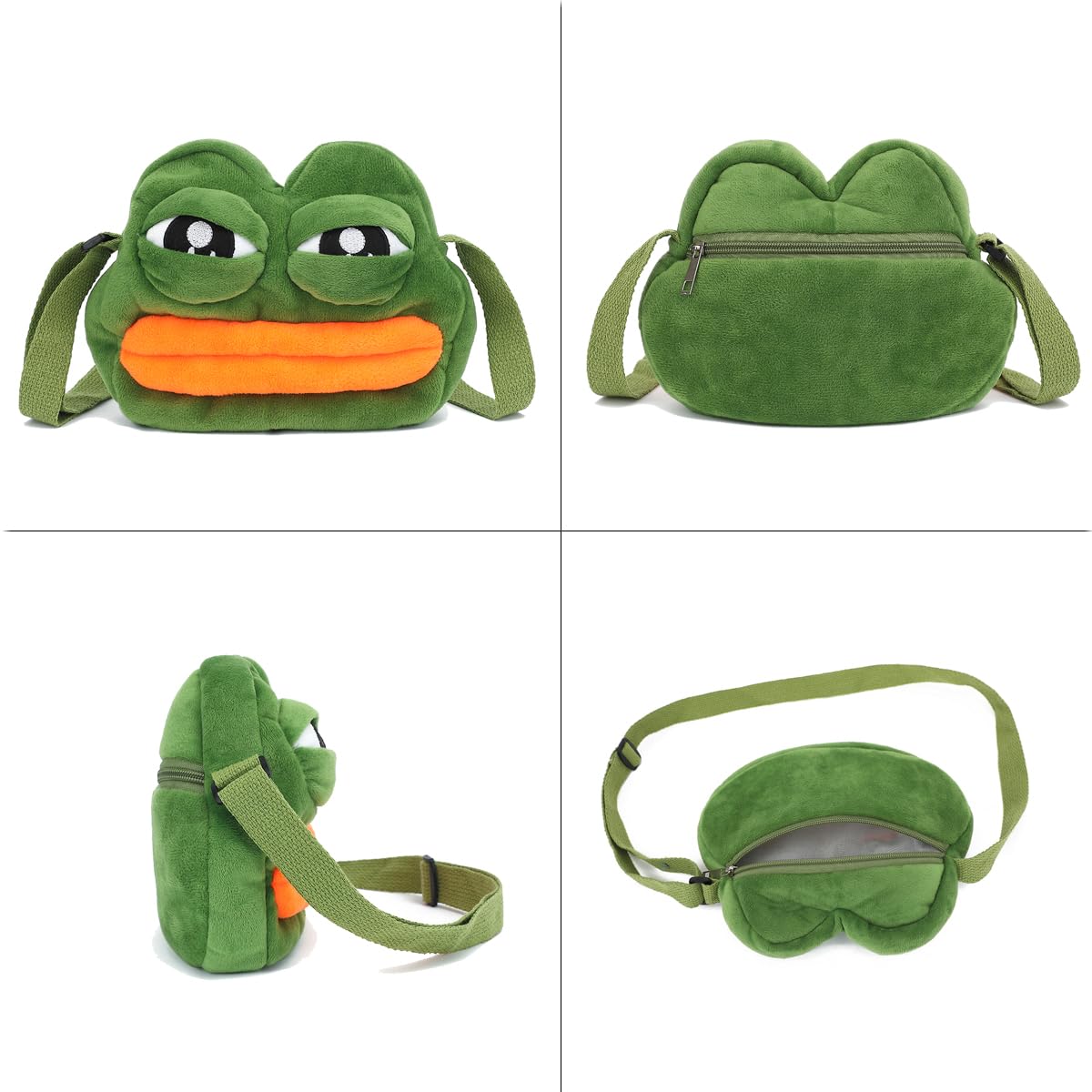 Bycobecy Women's Deep Green Frog Kawaii Plush Crossbody Handbag