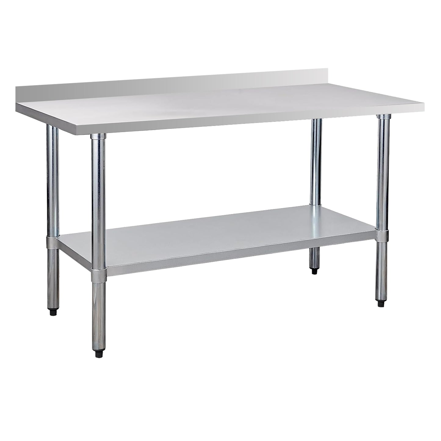 COOLCHEF Stainless Steel Work Table 24 x 60 Inch, NSF Commercial Prep Table with Undershelf, Heavy Duty Food Prep Workstation with Backsplash