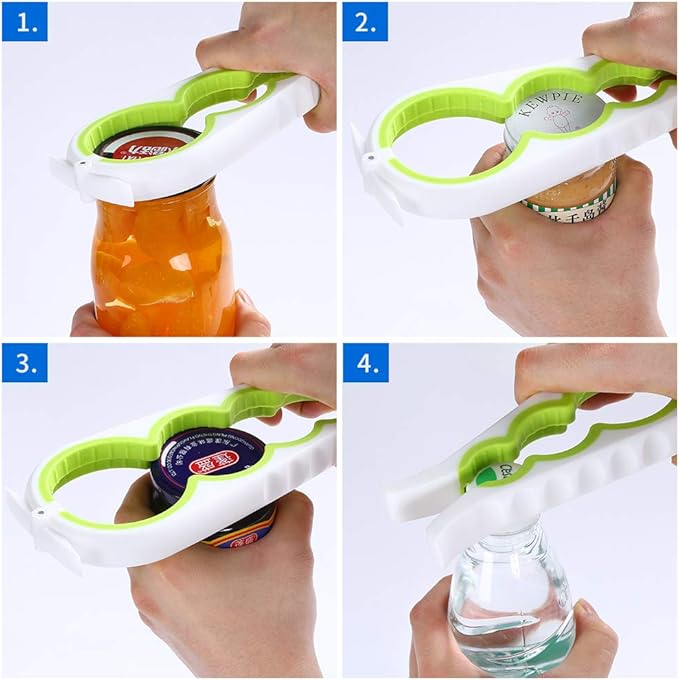 Jar Opener Can Opener Bottle Opener for Seniors, Arthritis Hands and Anyone with Low Strength, Arthritis Jar Openers Get Lids Off Easily(Green and White)